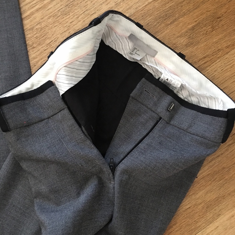 H&M Gray Boot-Cut Slacks Trimmed  in Black - Picture 3 of 5